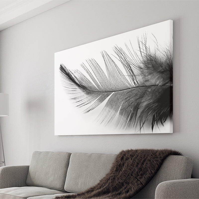 Black White Feather Canvas Prints Wall Art Decor - Painting Canvas,Home Decor, Ready to Hang