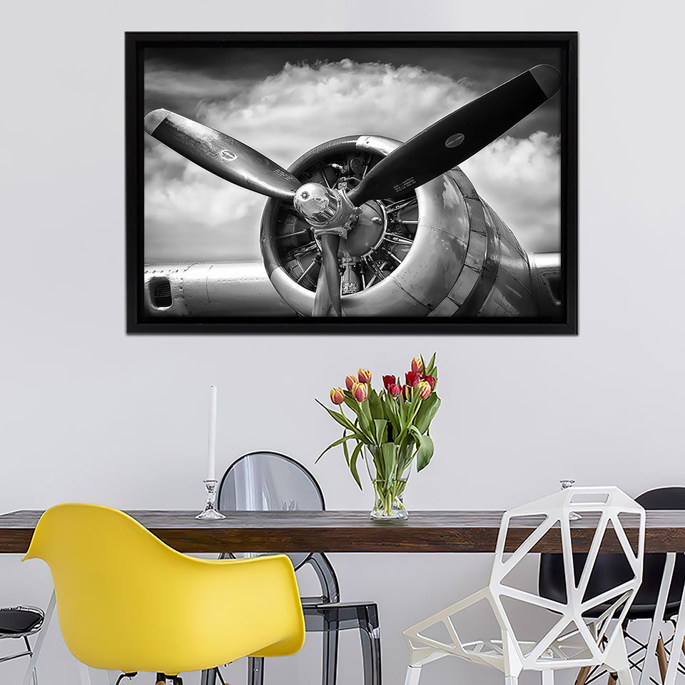 Black White Propeller Canvas Wall Art - Framed Art, Prints For Sale, Painting For Sale, Framed Canvas, Painting Canvas