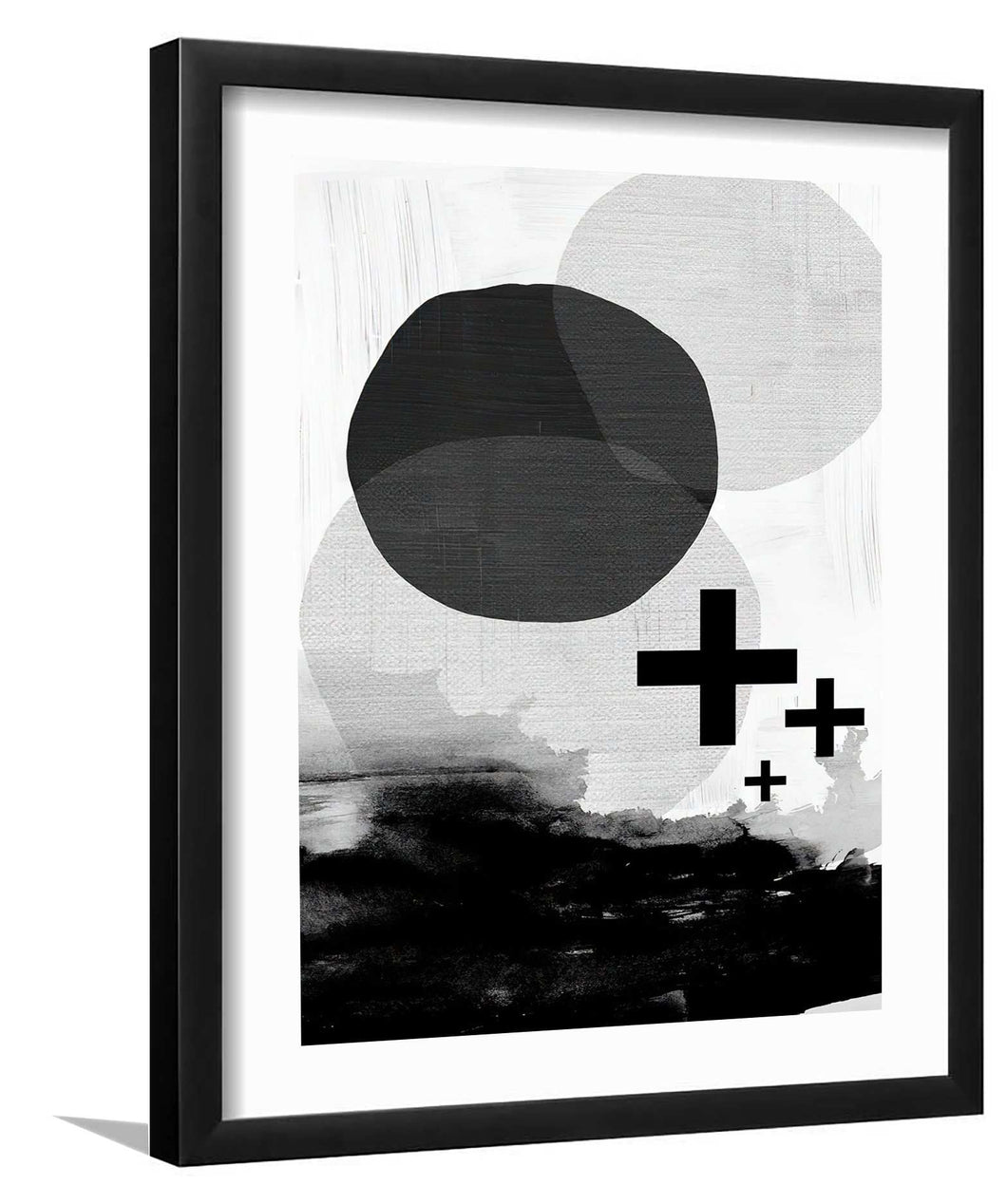 Black White Scandi Abstract-Black and white Art, Art Print, Plexiglass Cover
