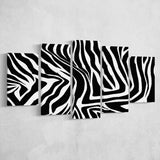 Black White Zebra 5 Piece Canvas Prints Wall Art Decor, Multi Panels, Mixed Canvas