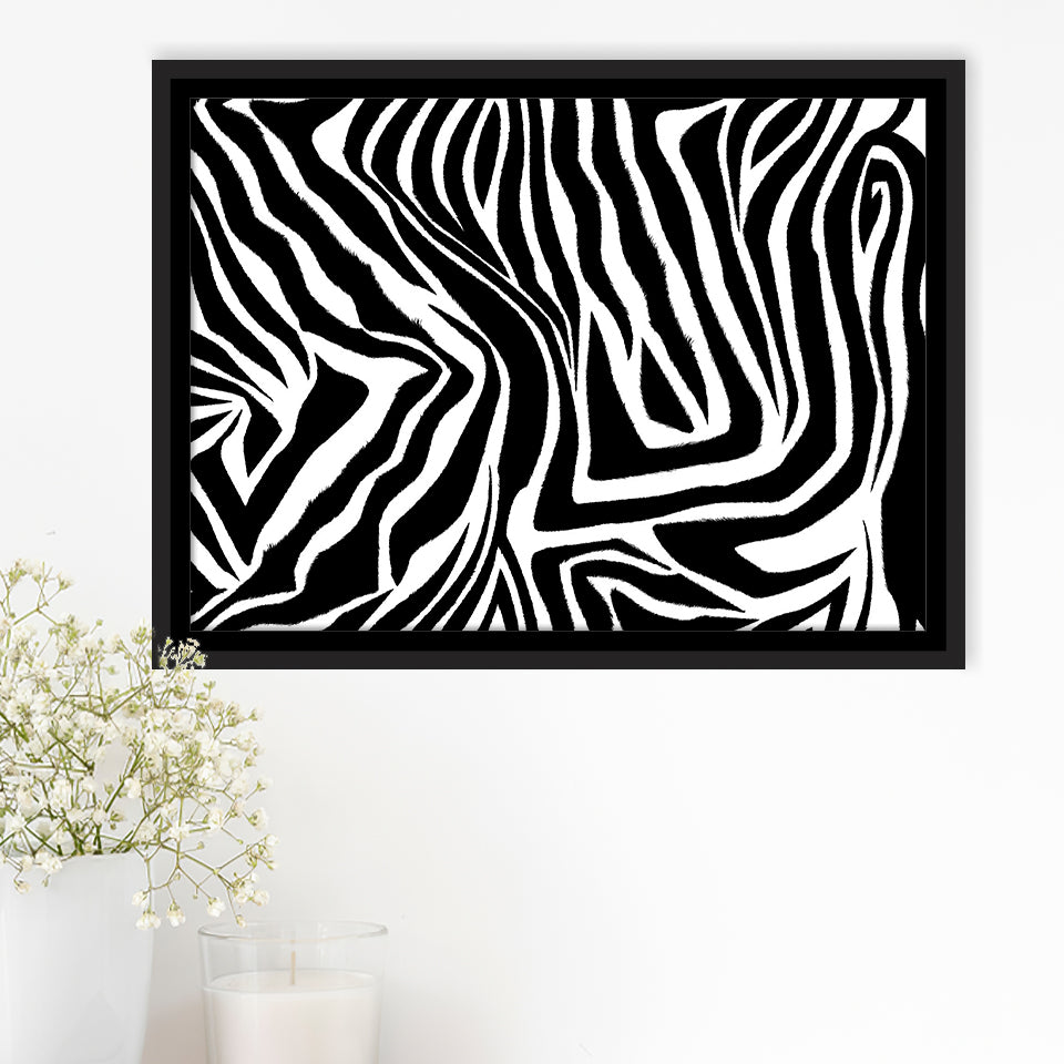 Black White Zebra Framed Canvas Prints Wall Art Decor, Framed Picture, Floating Frame