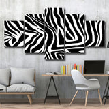 Black White Zebra 5 Piece Canvas Prints Wall Art Decor, Multi Panels, Mixed Canvas