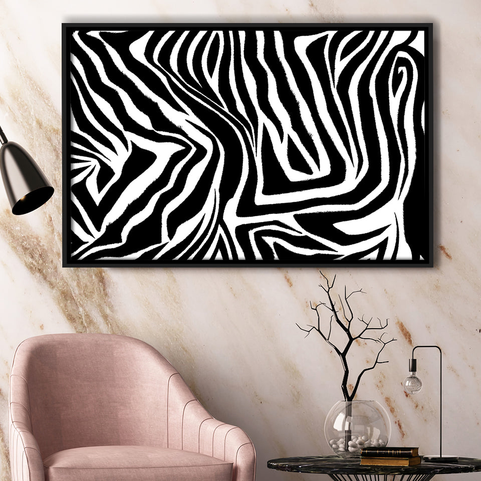 Black White Zebra Framed Canvas Prints Wall Art Decor, Framed Picture, Floating Frame