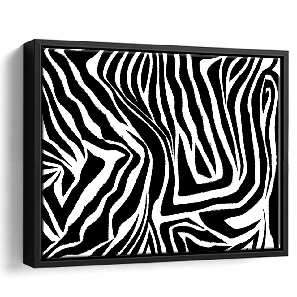 Black White Zebra Framed Canvas Prints Wall Art Decor, Framed Picture, Floating Frame