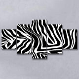 Black White Zebra 5 Piece Canvas Prints Wall Art Decor, Multi Panels, Mixed Canvas