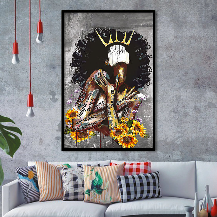 Black Women African American Black Queen Women Framed Art Prints Wall Decor - Painting Prints, Wall Art, Framed Picture, For Sale