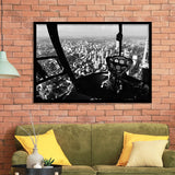 Black & White Helicopter Cockpit, Aviation Print Framed Art Prints Wall Art Decor,Black Frame, Ready to hang