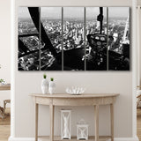 Black & White Helicopter Cockpit, Aviation Print 5 Panels B,Large Canvas,Canvas Prints Wall Art Home Decor