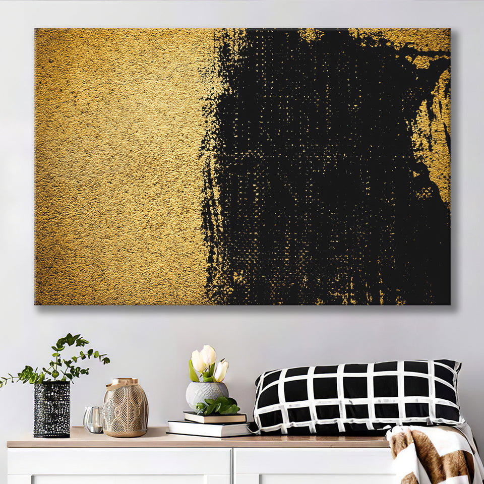 Black and Gold Modern Abstract Canvas Prints Wall Art - Canvas Painting, Painting Art, Prints for Sale, Wall Decor, Home Decor