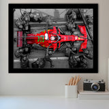 Black And Red Charles Leclerc F1 Framed Art Print Wall Decor - Painting Art, Framed Picture, Home Decor