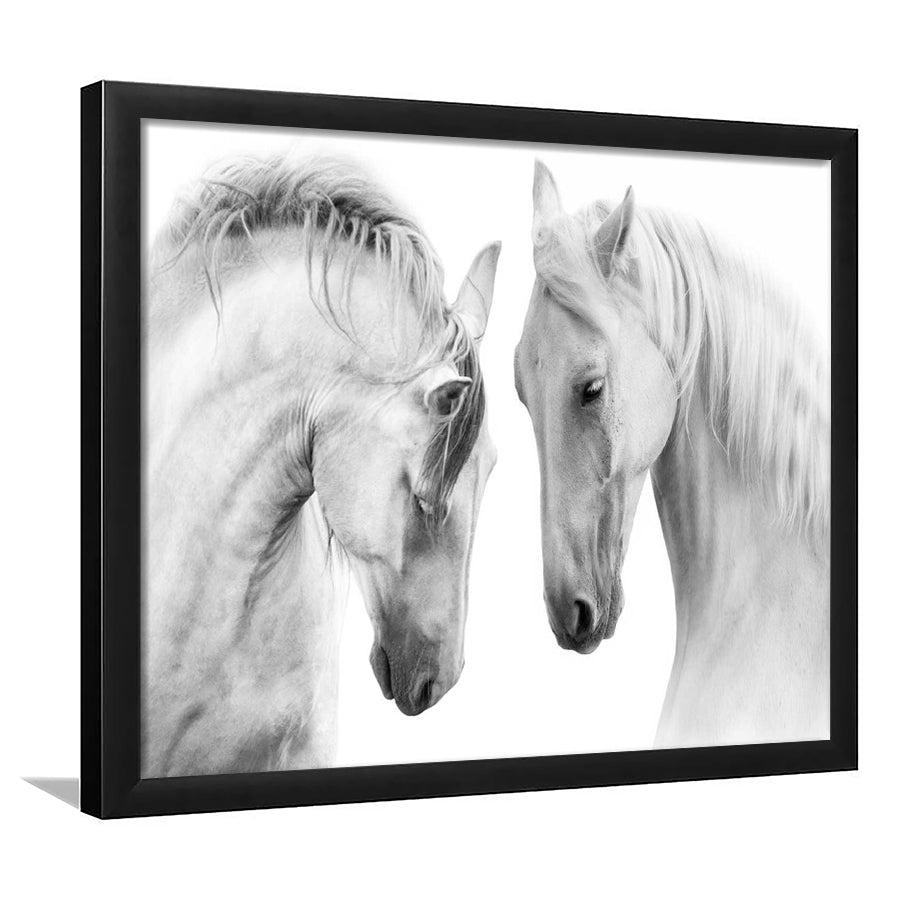 Black and White Horses Framed Art Prints Wall Decor - Painting Prints, Framed Picture, Home Decor
