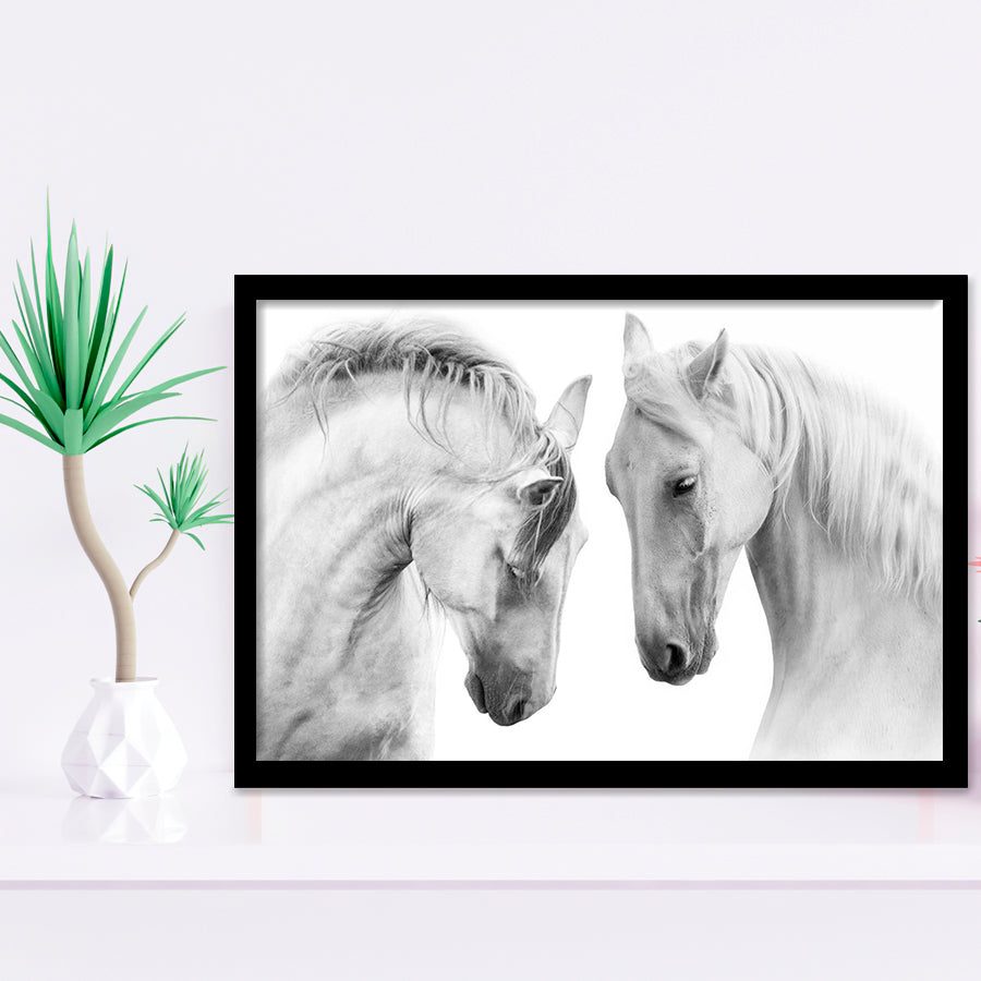Black and White Horses Framed Art Prints Wall Decor - Painting Prints, Framed Picture, Home Decor