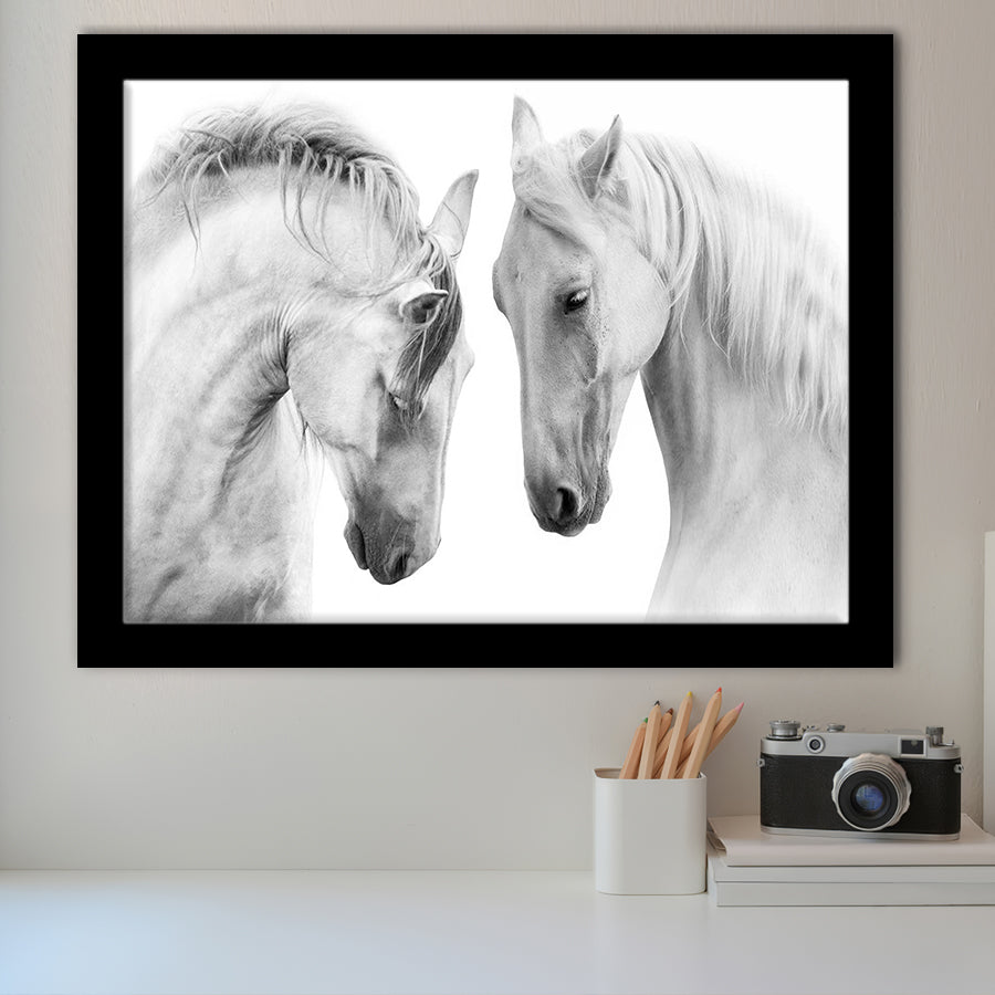 Black and White Horses Framed Art Prints Wall Decor - Painting Prints, Framed Picture, Home Decor