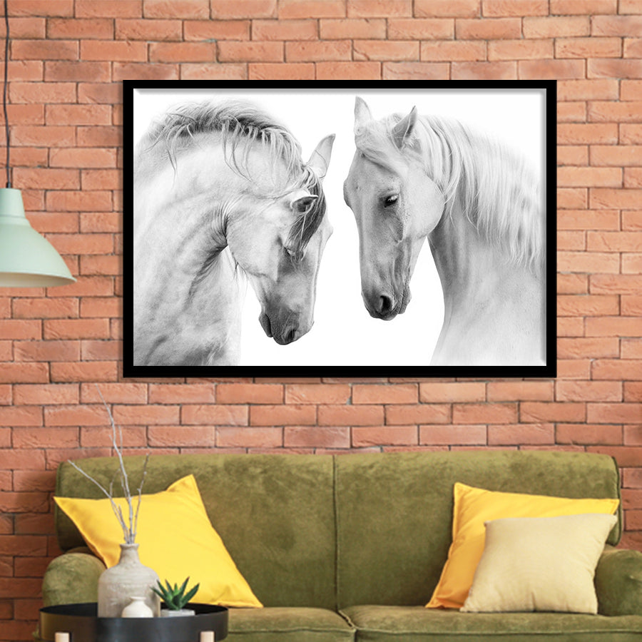 Black and White Horses Framed Art Prints Wall Decor - Painting Prints, Framed Picture, Home Decor