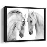 Black and White Horses Framed Canvas Prints Wall Art Decor - Paiting Canvas, Art Prints, Floating Frame