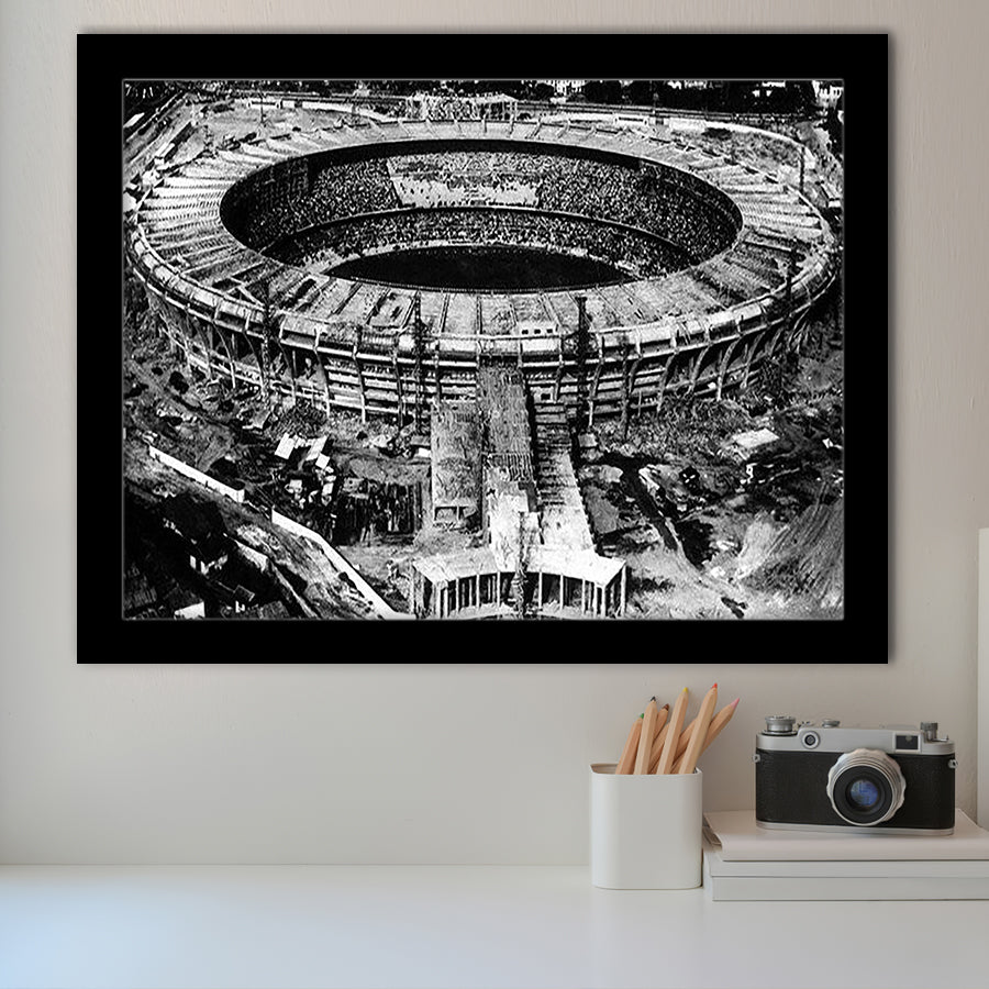 Black and White Maracana Stadium, Stadium Canvas, Sport Art, Gift for him, Framed Art Prints Wall Art Decor, Framed Picture