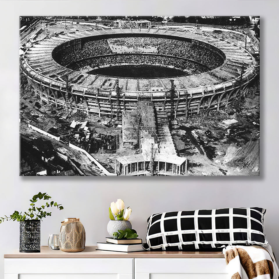 Black and White Maracana Stadium, Stadium Canvas, Sport Art, Gift for him, Fan Gift, Canvas Prints Wall Art Decor