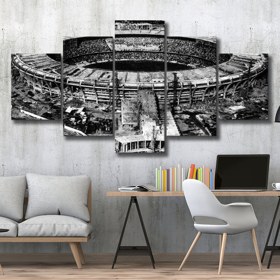 Black and White Maracana Stadium, Stadium Canvas, Sport Art, Large Canvas, Multi Panels, Canvas Prints Wall Art Decor
