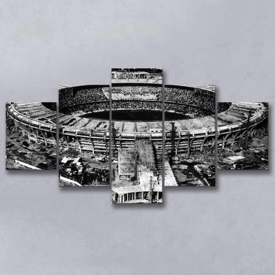Black and White Maracana Stadium, Stadium Canvas, Sport Art, Large Canvas, Multi Panels, Canvas Prints Wall Art Decor
