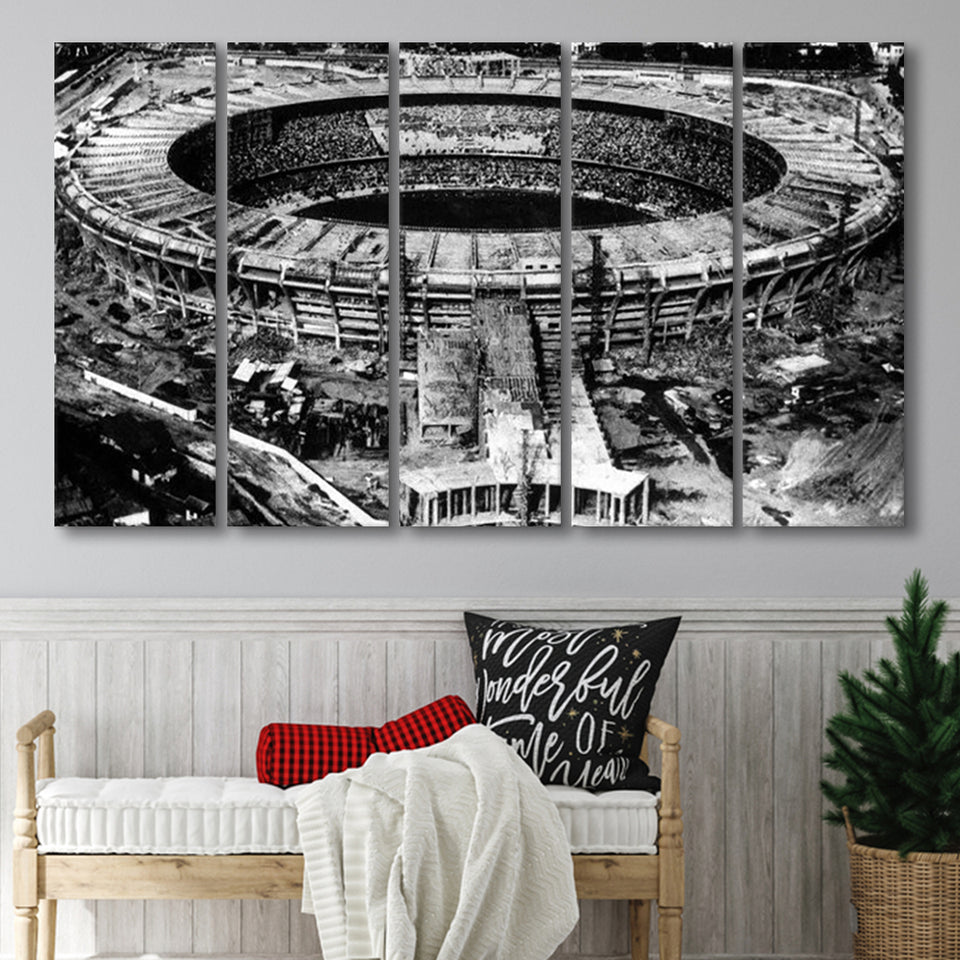 Black and White Maracana Stadium, Stadium Canvas, Sport Art, Gift for him, Multi Panels B, Canvas Prints Wall Art Decor