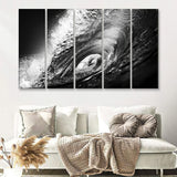 Black And White Wave 5 Pieces Canvas Prints Wall Art - Painting Canvas, Multi Panels, Wall Decor