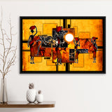 Black And Gold African Colorful Framed Canvas Prints Wall Art Decor, Framed Picture, Floating Frame