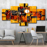 Black And Gold African Colorful 5 Piece Canvas Prints Wall Art Decor, Multi Panels, Mixed Canvas