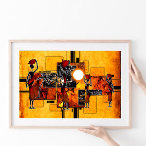 Black And Gold African Colorful Poster Prints Wall Art Decor, Unframe, Poster Art