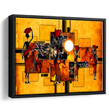 Black And Gold African Colorful Framed Canvas Prints Wall Art Decor, Framed Picture, Floating Frame