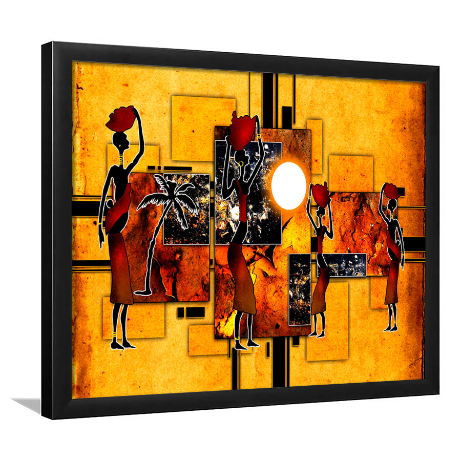 Black And Gold African Colorful Framed Art Prints Wall Art Decor, Framed Picture, Home Decor