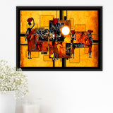 Black And Gold African Colorful Framed Canvas Prints Wall Art Decor, Framed Picture, Floating Frame