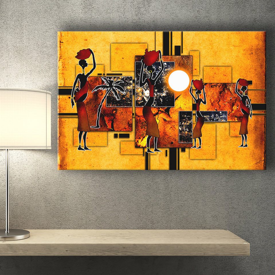 Black And Gold African Colorful Canvas Prints Wall Art Decor - Painting Canvas,Home Decor, Ready to Hang