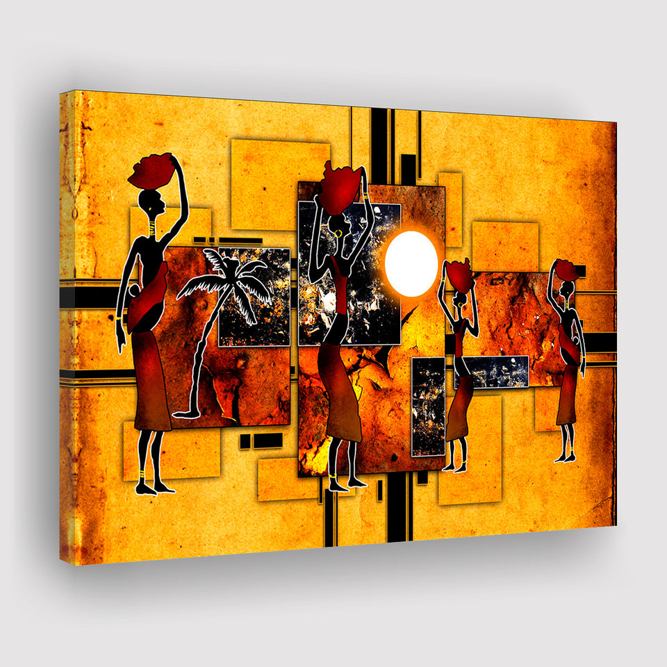 Black And Gold African Colorful Canvas Prints Wall Art Decor - Painting Canvas,Home Decor, Ready to Hang