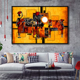 Black And Gold African Colorful Framed Canvas Prints Wall Art Decor, Framed Picture, Floating Frame