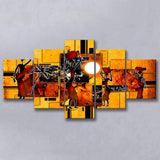 Black And Gold African Colorful 5 Piece Canvas Prints Wall Art Decor, Multi Panels, Mixed Canvas
