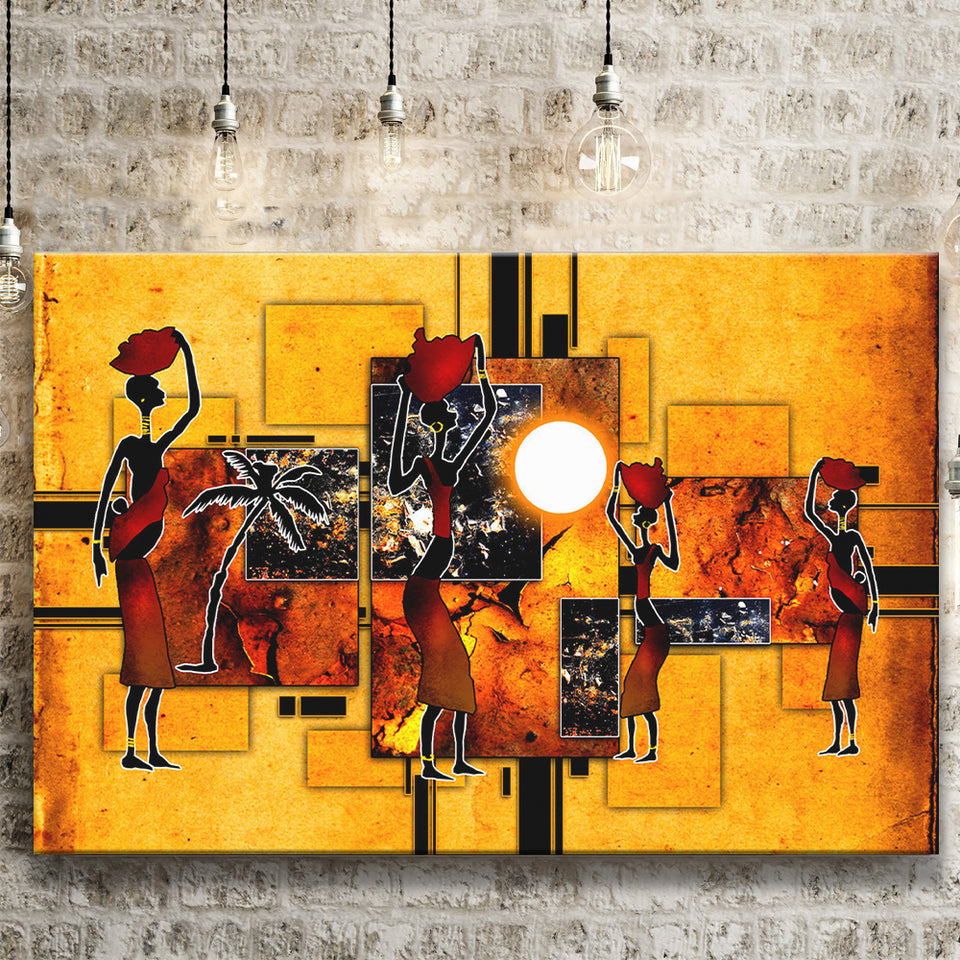 Black And Gold African Colorful Canvas Prints Wall Art Decor - Painting Canvas,Home Decor, Ready to Hang