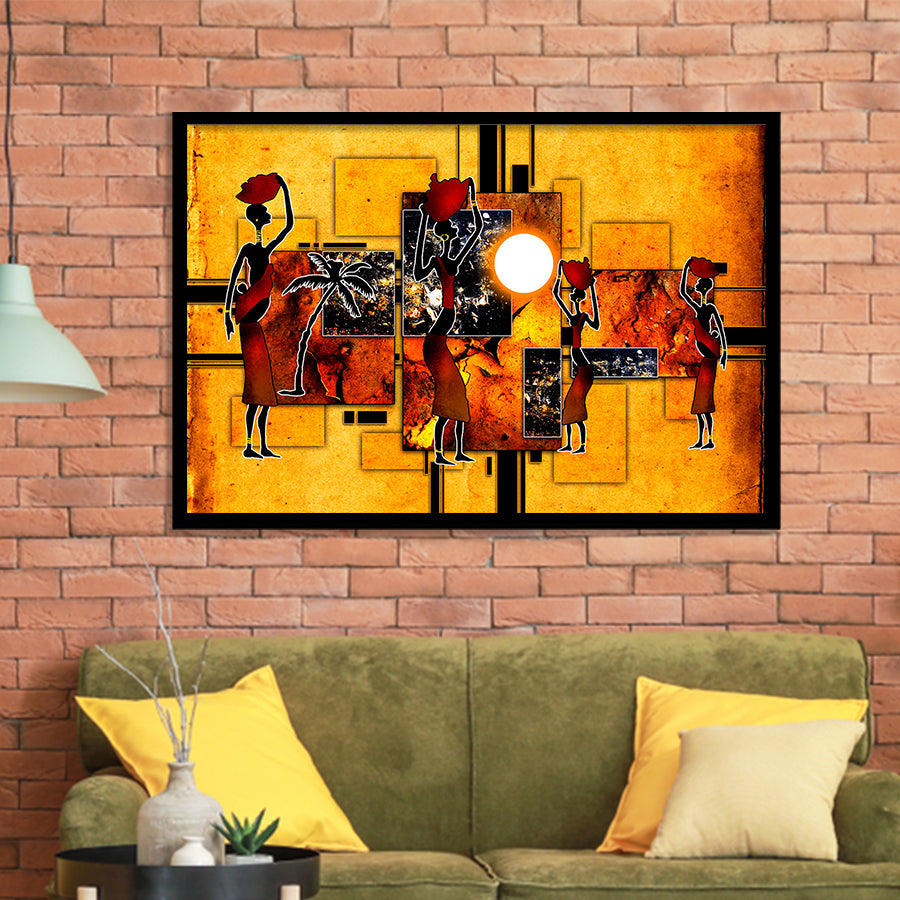 Black And Gold African Colorful Framed Art Prints Wall Art Decor, Framed Picture, Home Decor