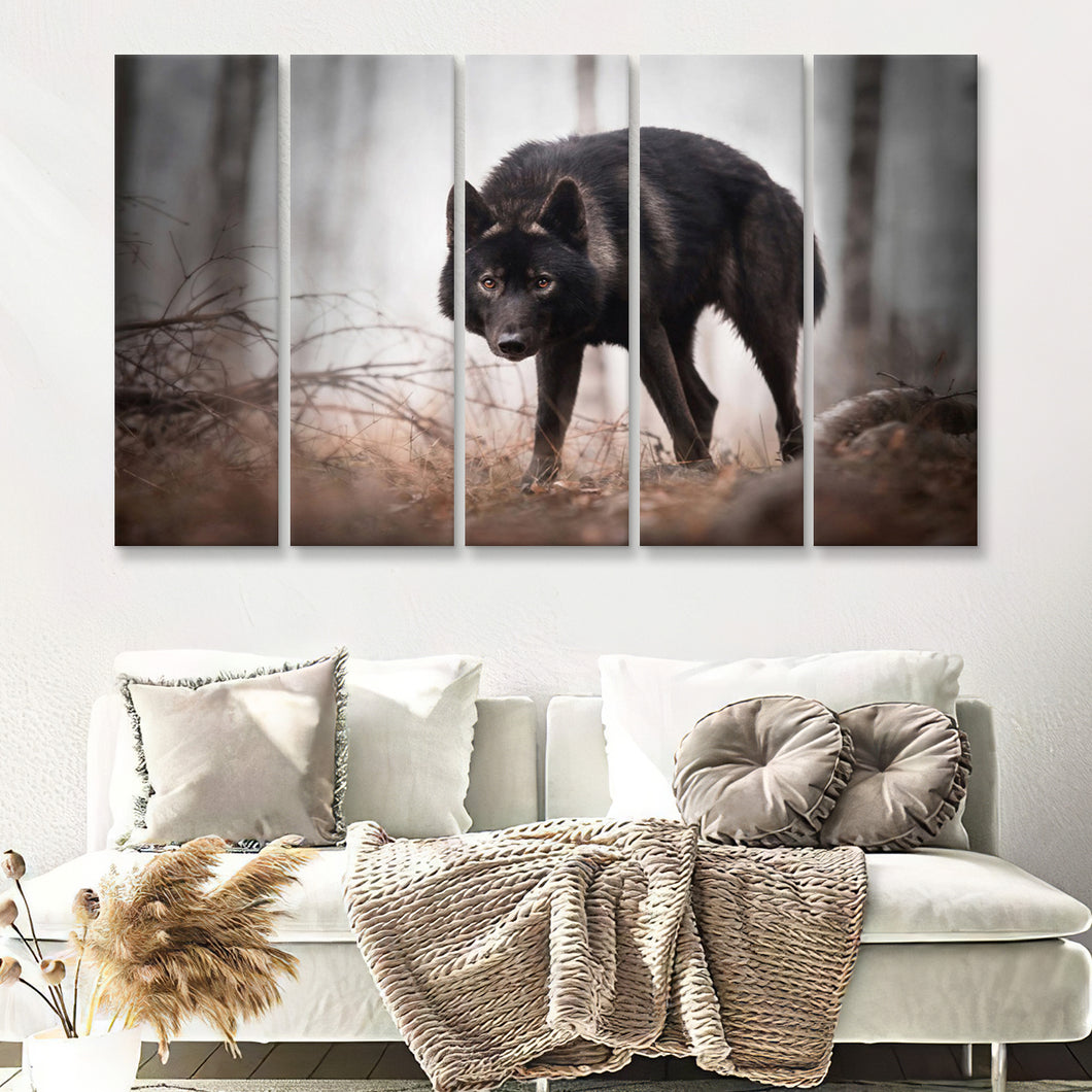 Black Forest Wolves 5 Pieces B Canvas Prints Wall Art - Painting Canvas, Multi Panels,5 Panel, Wall Decor