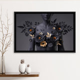 Black Woman In Flower Cool Art Framed Canvas Prints Wall Art Home Decor,Floating Frame