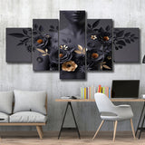 Black Woman In Flower Cool Art 5 Panels, Canvas Prints Wall Art Decor, Large Canvas Art