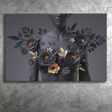 Black Woman In Flower Cool Art Canvas Prints Wall Art Home Decor