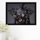 Black Woman In Flower Cool Art Framed Canvas Prints Wall Art Home Decor,Floating Frame