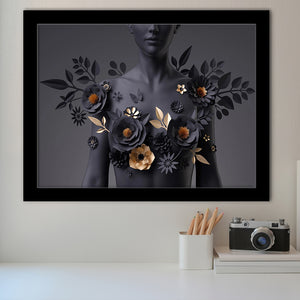 Black Woman In Flower Cool Art Framed Art Prints, Wall Art,Home Decor,Framed Picture