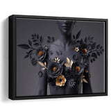 Black Woman In Flower Cool Art Framed Canvas Prints Wall Art Home Decor,Floating Frame