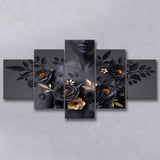Black Woman In Flower Cool Art 5 Panels, Canvas Prints Wall Art Decor, Large Canvas Art