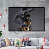 Black Woman In Golden Flower Art V1 Framed Art Prints, Wall Art,Home Decor,Framed Picture