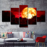 Blood Moon 5 Piece Canvas Prints Wall Art - Painting Prints, Wall Decor,Multi Panel