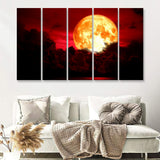 Blood Moon 5 Piece Canvas Prints Wall Art - Painting Prints, Wall Decor,Multi Panels