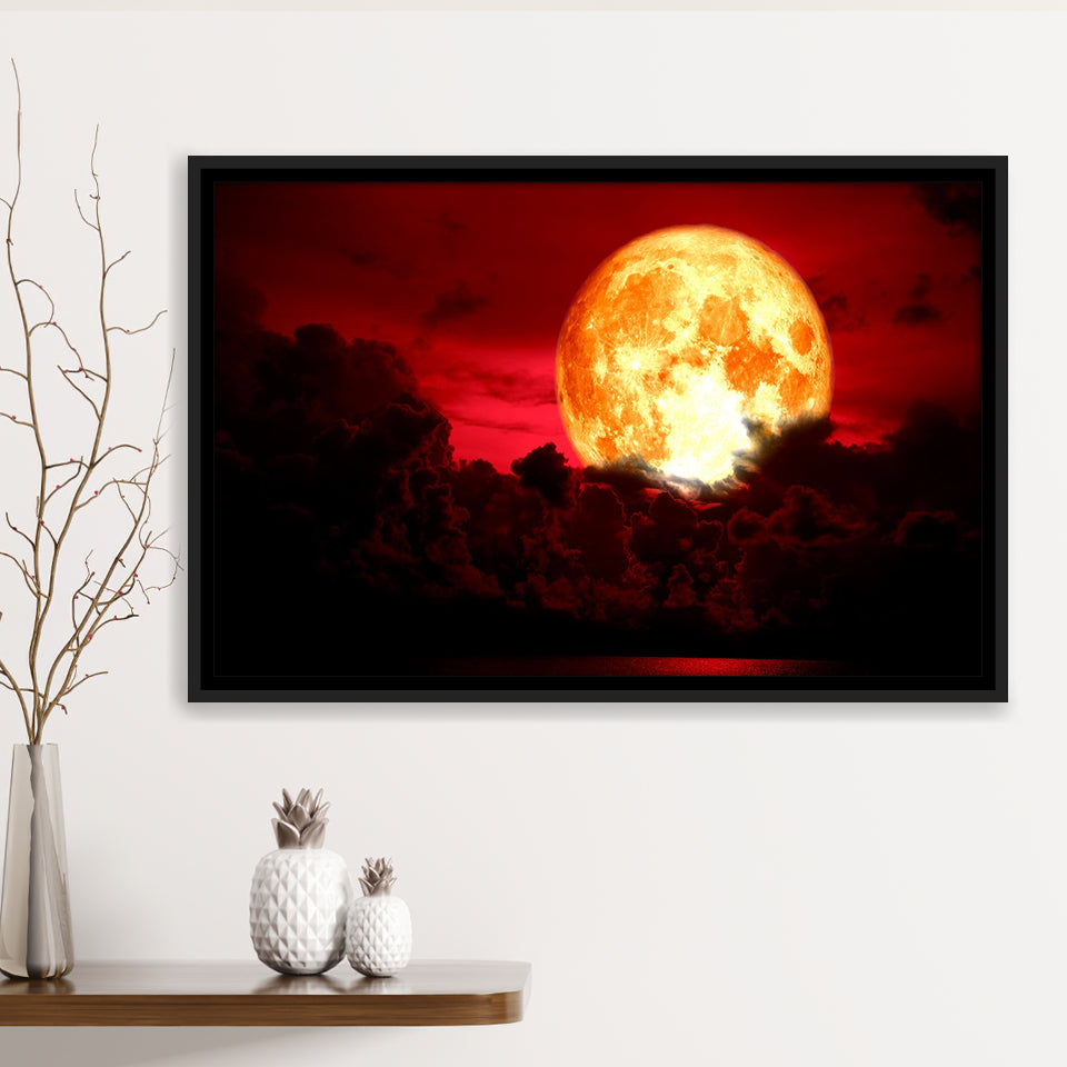 Blood Moon Framed Canvas Prints Wall Art - Painting Prints, Wall Decor, Floating Frame