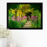 Blooming Colorful Flower In Path Walk Framed Canvas Prints Wall Art - Painting Canvas, Wall Decor, Floating Frame,Painting Prints, For Sale